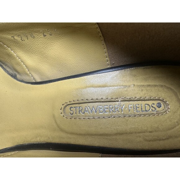 Strawberry Field Whimsygoth Black Heels Pumps Leather Flower Retro‎ 23.5 SZ US 7 - Picture 8 of 12